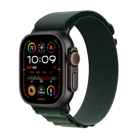 Watch Apple Watch Ultra 2 (2024) LTE 49mm Black Titanium Case with Alpine Loop M - Dark Green