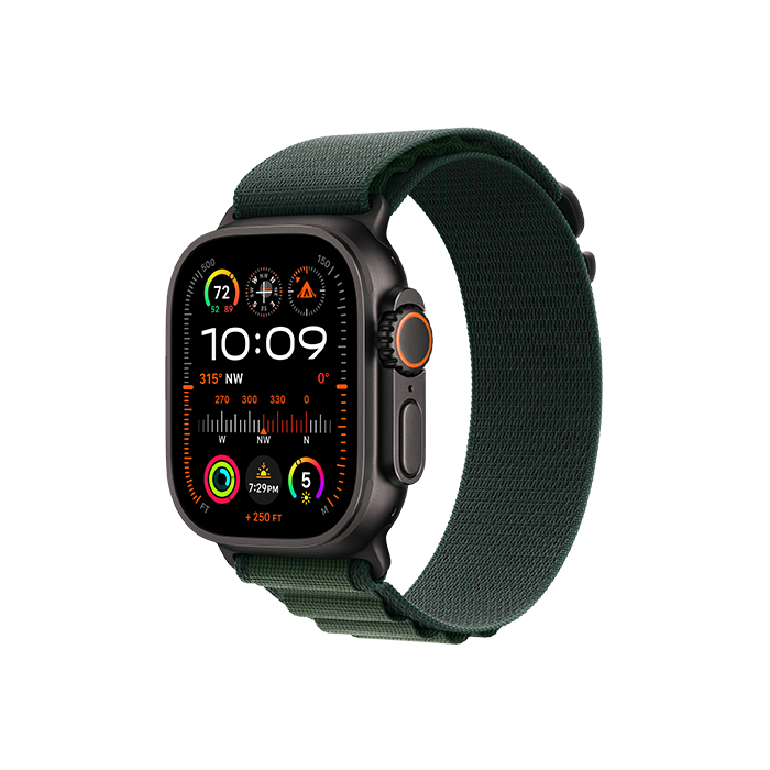 Watch Apple Watch Ultra 2 (2024) LTE 49mm Black Titanium Case with Alpine Loop M - Dark Green